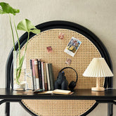 Stunning Black Rattan Makeup Vanity with Natural Ash Wood Finish and Multi-Layer Board tzm-550